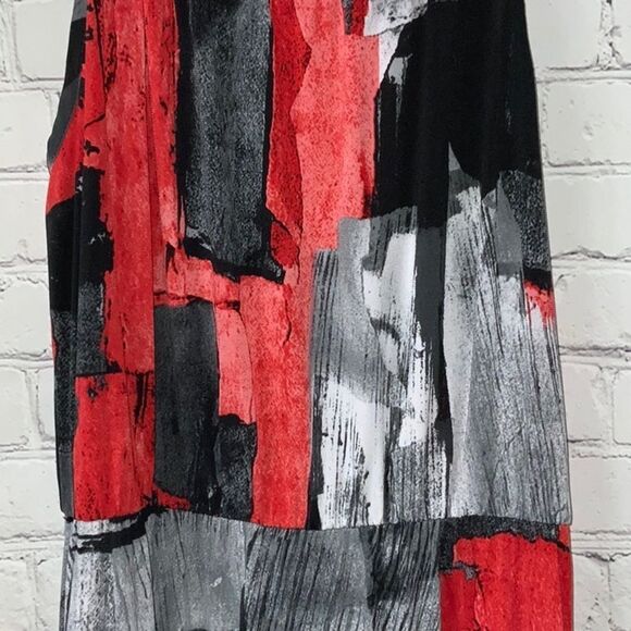 CATO Women XS 2/4 Black & Red Brushstroke High Low Sleeveless Strappy Maxi Dress - Picture 3 of 6